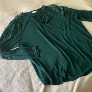 Pretty Emerald Green Long Sleeve Top